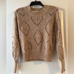 LOFT Brown Diamond Knit Crew Neck Sweater